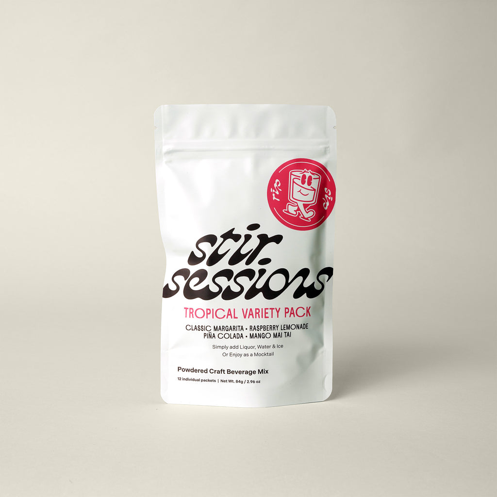 Front Image  of Stir Sessions Tropical Cocktail Variety Pack in front of white background.